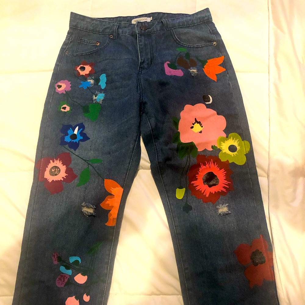 Brand new hand painted jeans by miss look
